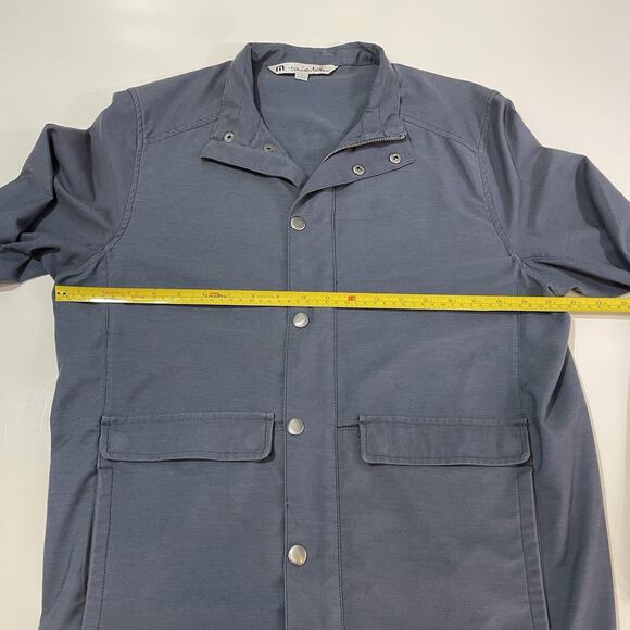 TRAVIS MATHEW Men's Steel Blue Mock Neck Zip/Snap Lightweight Jacket Size M - Picture 3 of 9